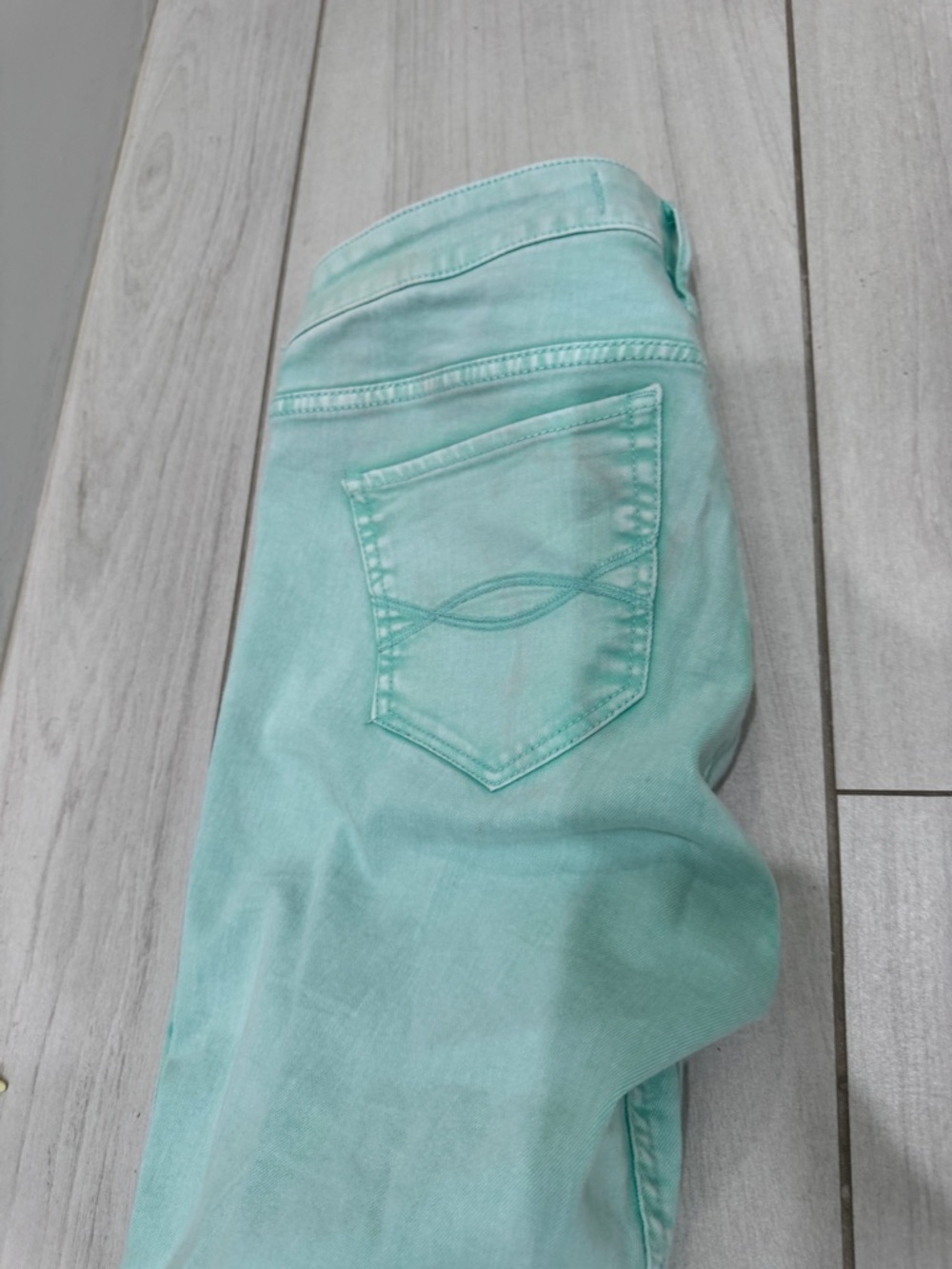 Abercrombie & Fitch Mint Green Straight-Leg Jeans - Picture 3 of 5